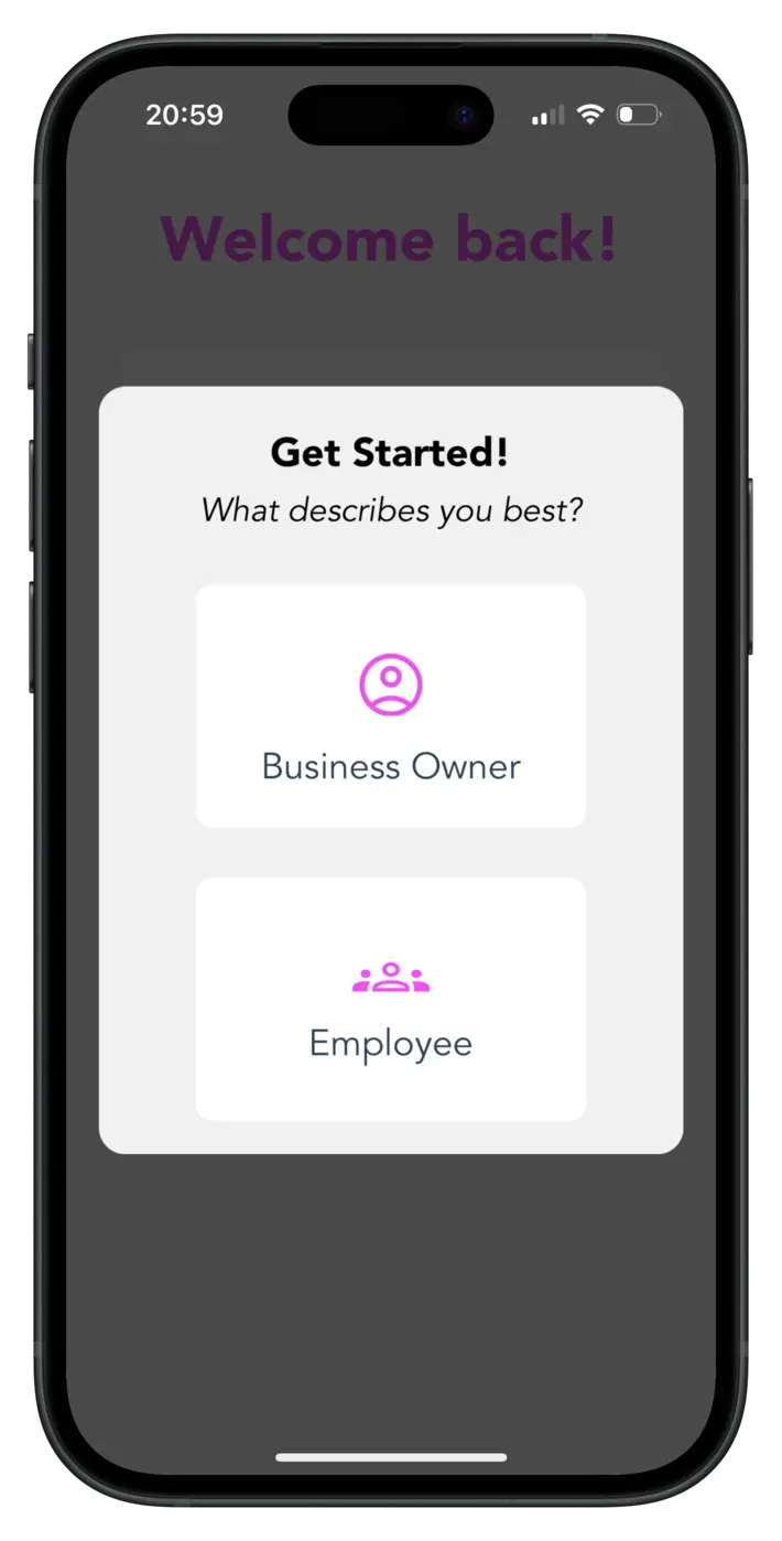 screenshot: Sign Up as an Employee